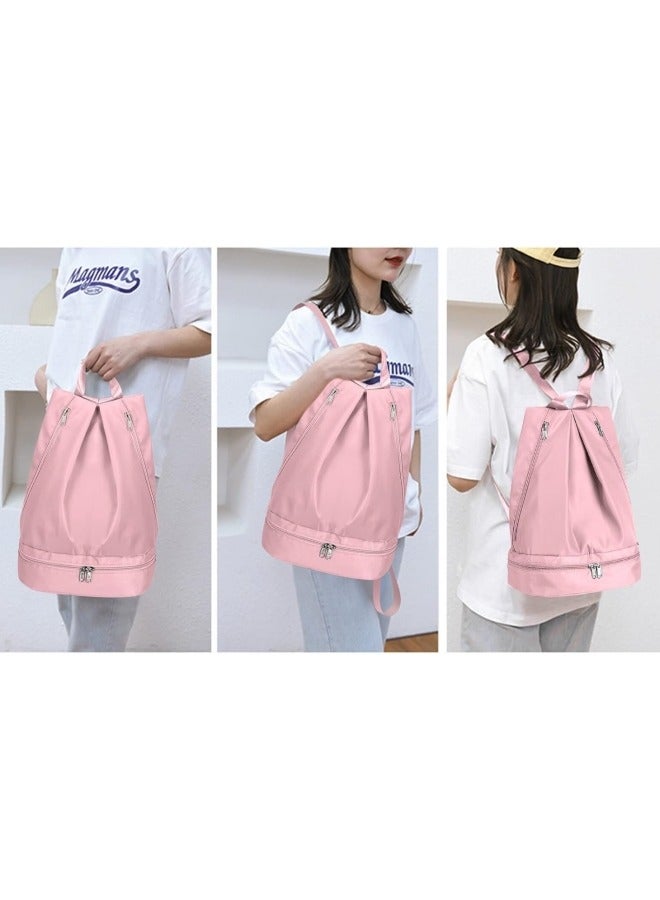 GGEROU Gym Backpack Waterproof Swimming Backpack with Shoe Compartment & Wet Pocket, Sports Travel Backpack Small Gym Bag Pink - Image 4