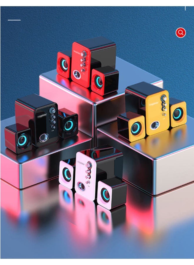 نيوترل مضخم صوت بلوتوث منزلي، نظام مكبرات صوت للكمبيوتر، صوت عالي الجودة مع حجم صوت قوي، إضاءة محيطة مبهرة. يتميز بوجود وضعي اتصال بلوتوث وسلكي، وهو مثالي للألعاب والسينما المنزلية والتجمعات المسائية والمزيد. (أصفر) - Image 4