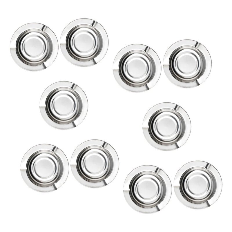 حامل سجائر من الفولاذ المقاوم للصدأ مقاوم للرياح 10 قطع، دائري معدني محمول لحمل رماد السجائر - Image 2