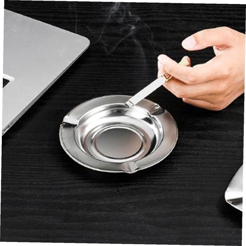 حامل سجائر من الفولاذ المقاوم للصدأ مقاوم للرياح 10 قطع، دائري معدني محمول لحمل رماد السجائر - Image 5