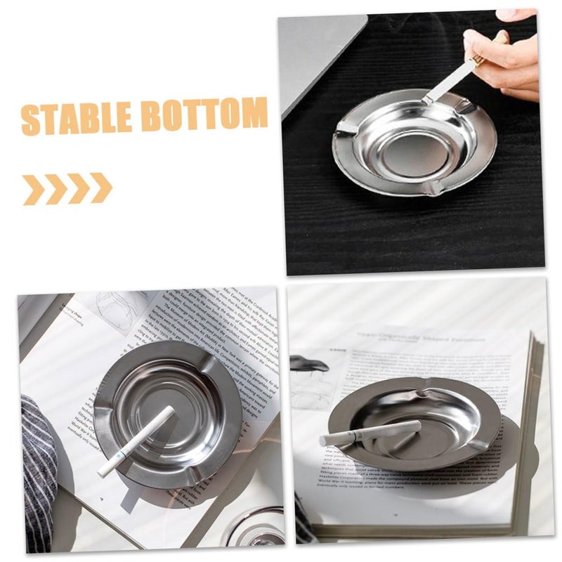 حامل سجائر من الفولاذ المقاوم للصدأ مقاوم للرياح 10 قطع، دائري معدني محمول لحمل رماد السجائر - Image 4