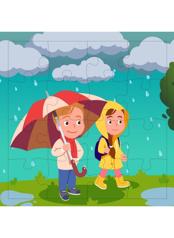 فيدلايز أحجيات الصور المقطوعة الخشبية من فيدليز، 16 قطعة، للأطفال من سن 3 سنوات فما فوق، أحجيات خشبية مزدوجة الطبقات مع طباعة أمامية وخلفية زاهية (عبوة من 4 قطع للأطفال) - Image 4