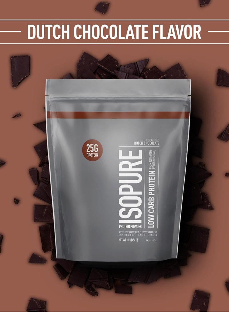 Isopure مسحوق بروتين مصل اللبن منخفض الكربوهيدرات مع فيتامين C وزنك 25 جرام بروتين وصديق للكيتو شوكولاتة هولندية 1 رطل 15 حصة 454 جرام - Image 4