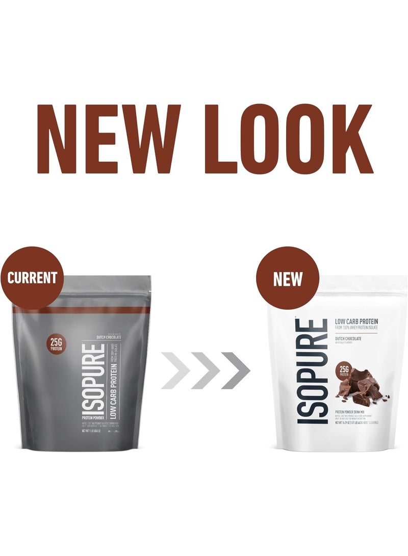 Isopure مسحوق بروتين مصل اللبن منخفض الكربوهيدرات مع فيتامين C وزنك 25 جرام بروتين وصديق للكيتو شوكولاتة هولندية 1 رطل 15 حصة 454 جرام - Image 2