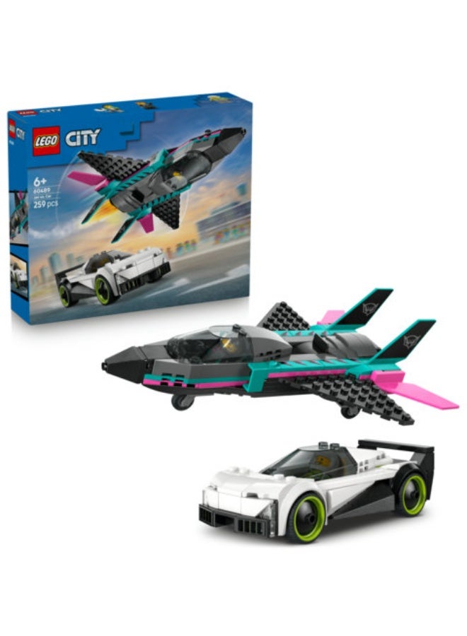 LEGO City Jet vs. Car – Toy Cars and Jet Toy Playset - 60489 (Age 6+, 259 Pieces) - Image 1