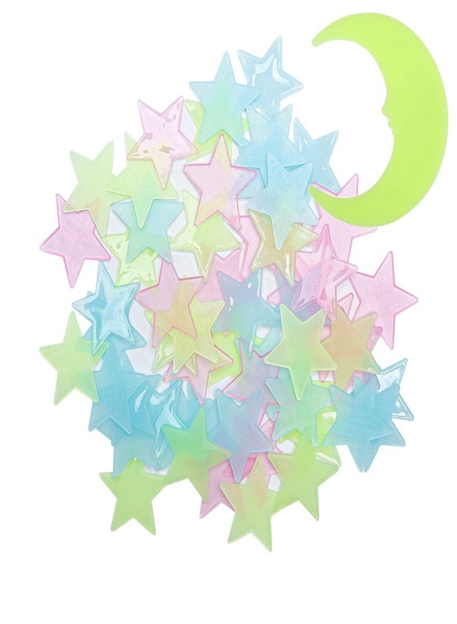 Aivwis Glow in The Dark Stars for Ceiling, 200‑Piece 3D Luminous Star and Moon Wall Stickers for Kids Bedroom & Nursery Décor, Multi‑Color Glowing Room Decorations, Easy Peel & Stick (Multicolor) - Image 1