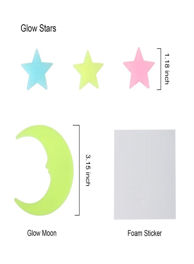 Aivwis Glow in The Dark Stars for Ceiling, 200‑Piece 3D Luminous Star and Moon Wall Stickers for Kids Bedroom & Nursery Décor, Multi‑Color Glowing Room Decorations, Easy Peel & Stick (Multicolor) - Image 2