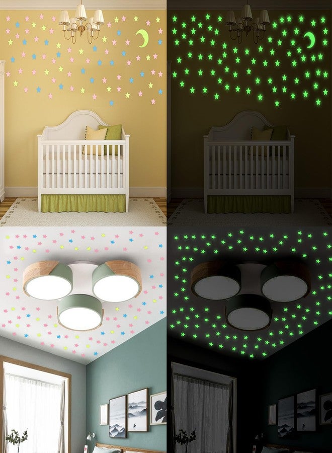 Aivwis Glow in The Dark Stars for Ceiling, 200‑Piece 3D Luminous Star and Moon Wall Stickers for Kids Bedroom & Nursery Décor, Multi‑Color Glowing Room Decorations, Easy Peel & Stick (Multicolor) - Image 4