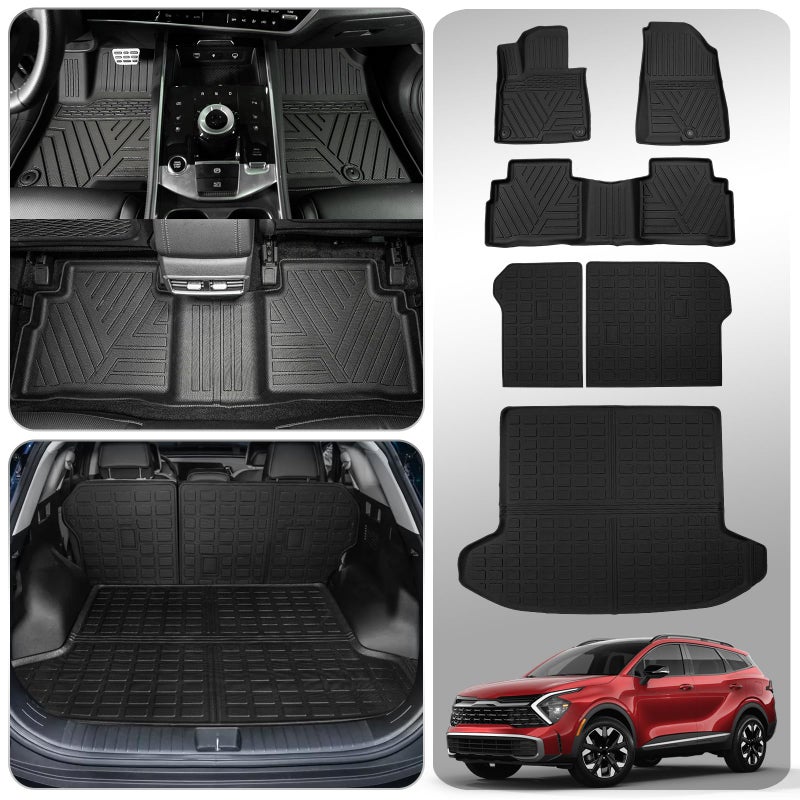 Thinzyou Floor Mats Compatible with 2023 2024 2025 2026 Kia Sportage Cargo Mat Cargo Liner TPE All Weather Back Seat Cover Protector 2025 Sportage Accessories Trunk MatBackrest MatsFloor Mats