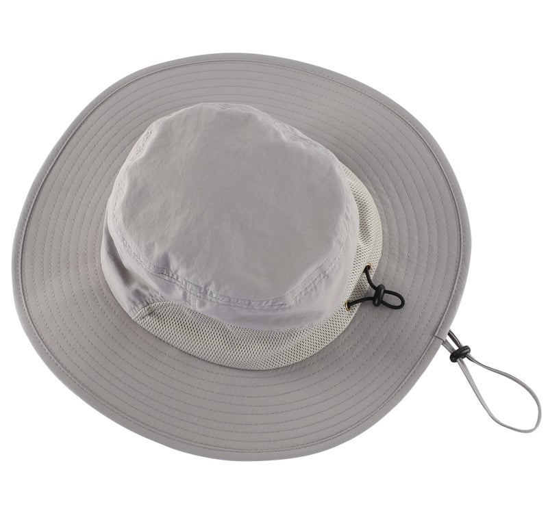 Connectyle Men's Adjustable Fishing Hat Wide Brim Boonie Sun Hat Summer Safari Beach Hat Light Grey - Image 2
