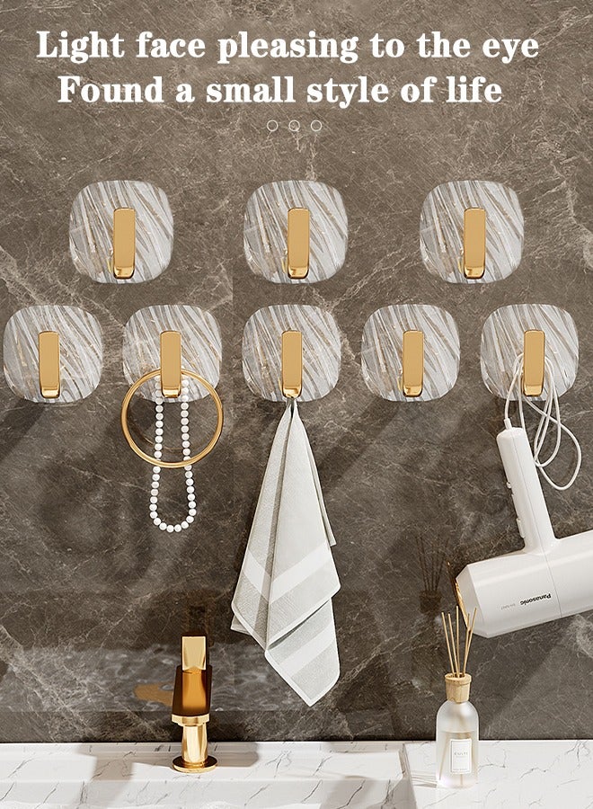 8 Pcs Multipurpose Acrylic Wall Storage Hook Decorative Gold Hook Strong Adhesive Wall Hooks  - Image 1