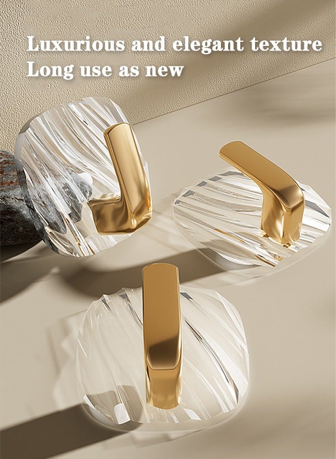 8 Pcs Multipurpose Acrylic Wall Storage Hook Decorative Gold Hook Strong Adhesive Wall Hooks  - Image 2