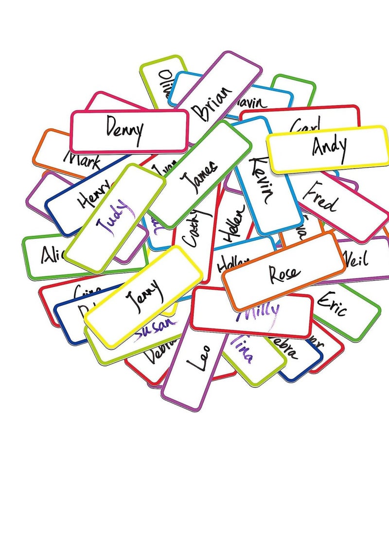 Generic - 54 Pieces Magnetic Label Stickers, Dry Erase Labels Reusable Name Tag Plate Writable Erasable Stickers for Whiteboard Lockers Fridge Home Office Classroom 9 Colors - Image 1