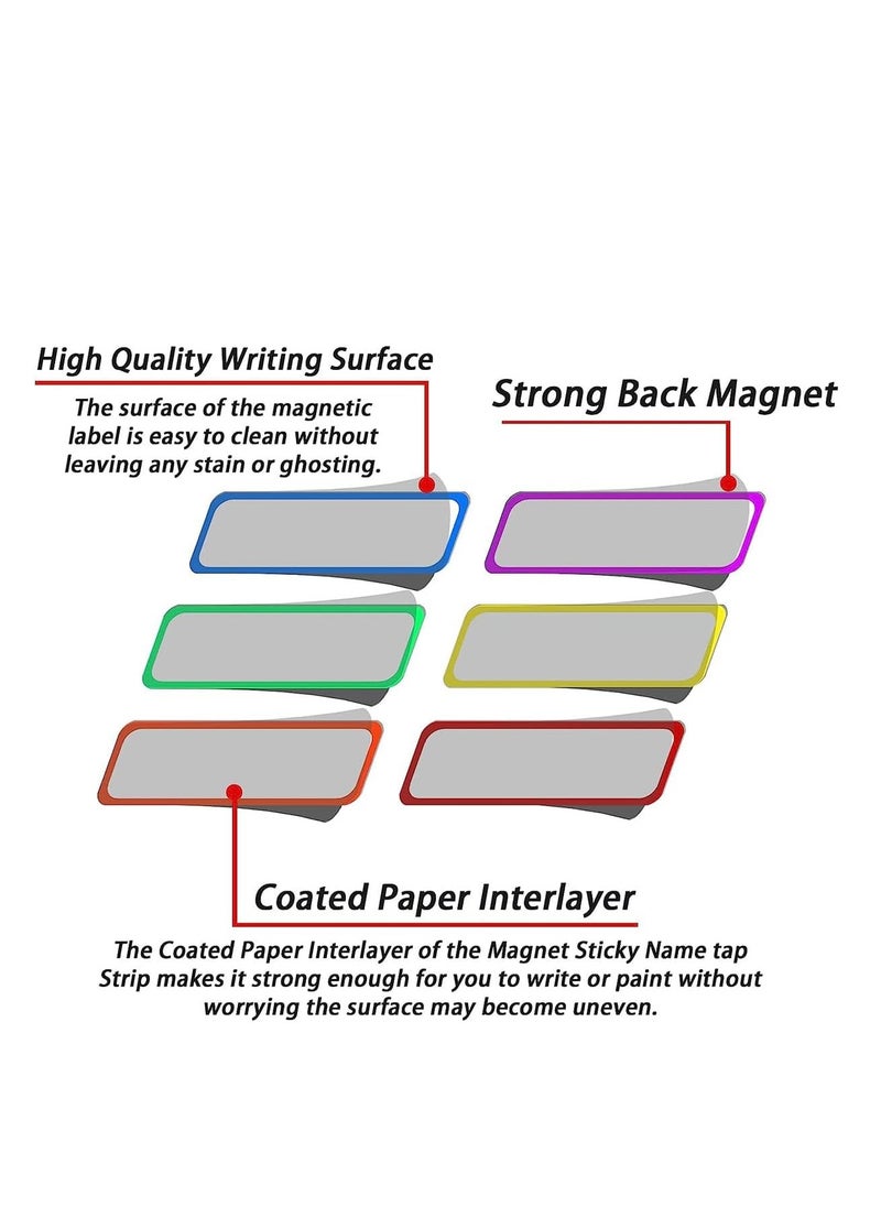 Generic - 54 Pieces Magnetic Label Stickers, Dry Erase Labels Reusable Name Tag Plate Writable Erasable Stickers for Whiteboard Lockers Fridge Home Office Classroom 9 Colors - Image 1