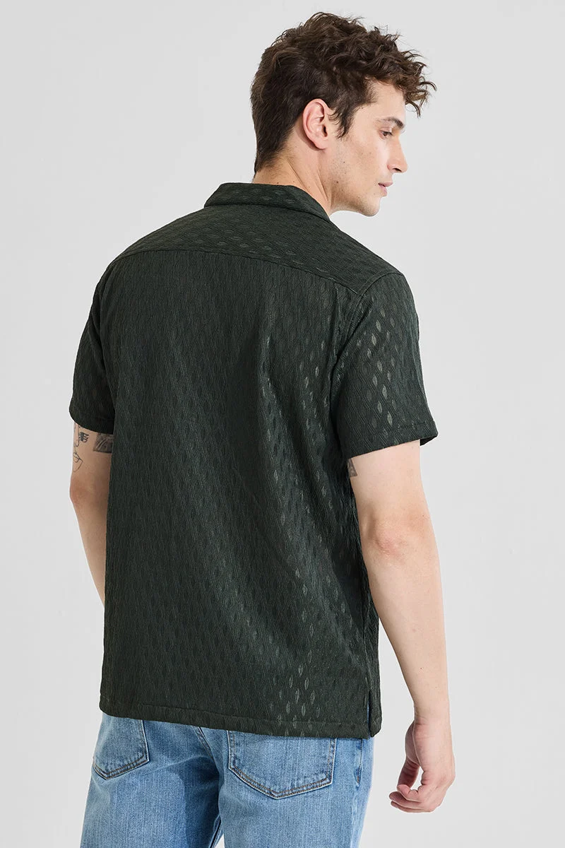 SNITCH Dark Green Textured Box Fit Shirt