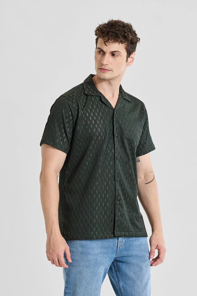 SNITCH Dark Green Textured Box Fit Shirt