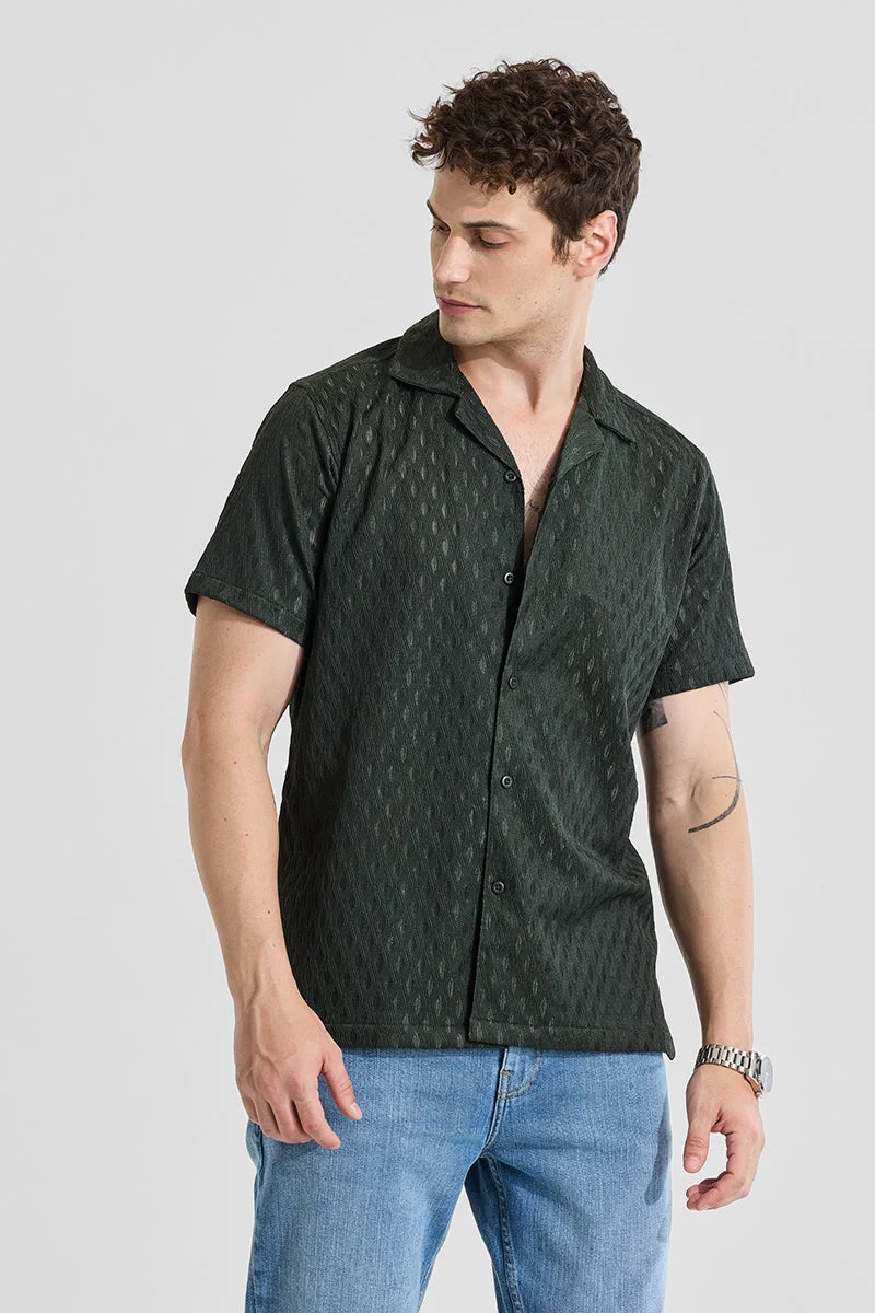 SNITCH Dark Green Textured Box Fit Shirt