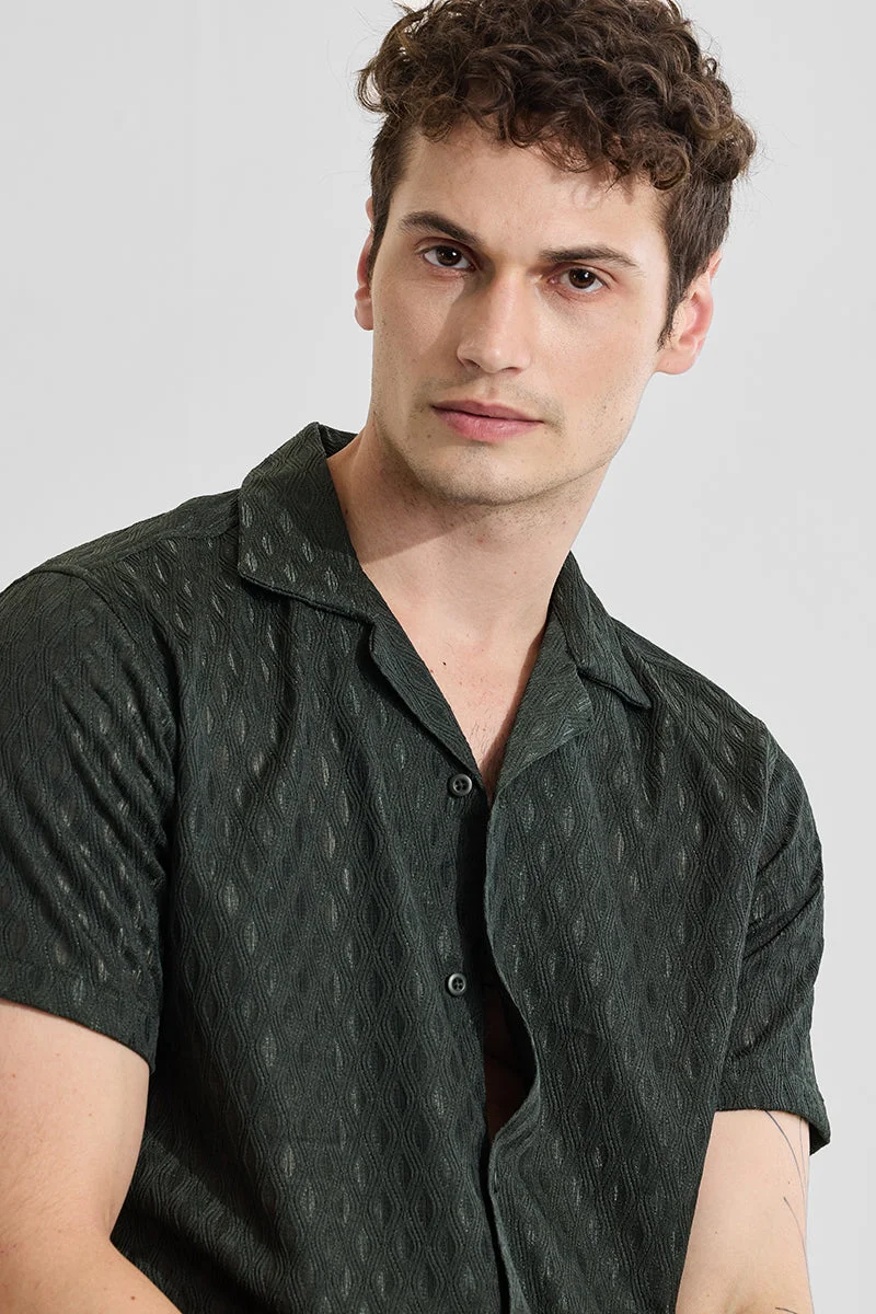 SNITCH Dark Green Textured Box Fit Shirt