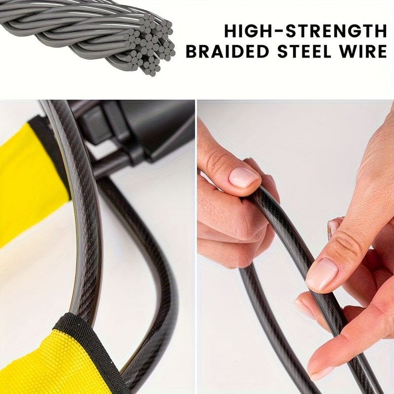 Yellow Alloy Steel Steering Wheel Lock Snap On Anti Theft Car Crook Lock - Image 4