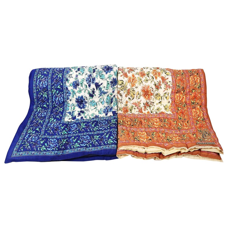 LILFLY 400 TC Pure Cotton Jaipuri Light Weight Traditional Rajasthani Print Single Bed QuiltRazaiRajai Single Bed Set of 2 Combo Set - Image 3