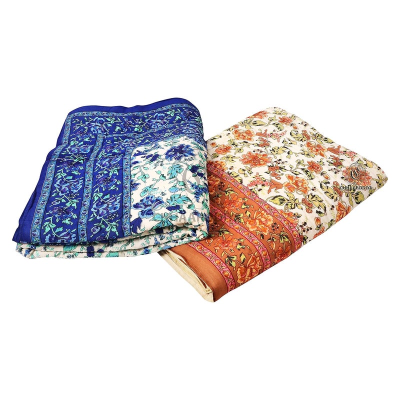 LILFLY 400 TC Pure Cotton Jaipuri Light Weight Traditional Rajasthani Print Single Bed QuiltRazaiRajai Single Bed Set of 2 Combo Set - Image 2