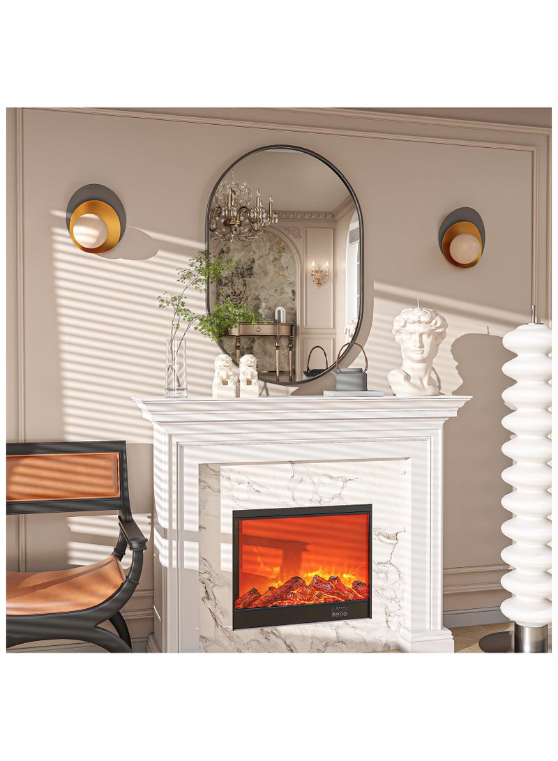 اكسيسن مرآة حمام، 56*76 سم مرايا بيضاوية مثبتة على الحائط، مرآة مكياج للحمام، مدخل القاعة، غرفة المعيشة، غرفة النوم، غرفة النوم، ديكور الحائط، أفقي أو عمودي （إطار أسود） - Image 3