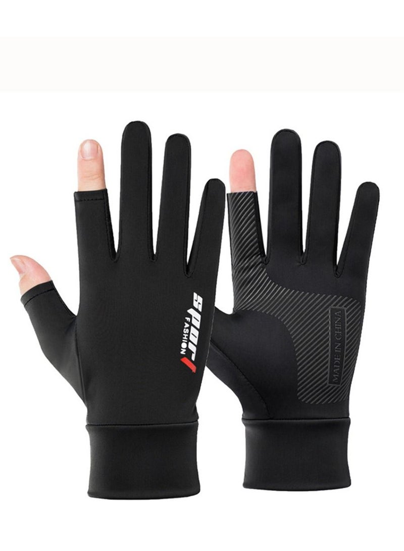 Generic Ice Silk Non-Slip Sunscreen Summer UV Protection Riding Fishing Gloves - Image 1