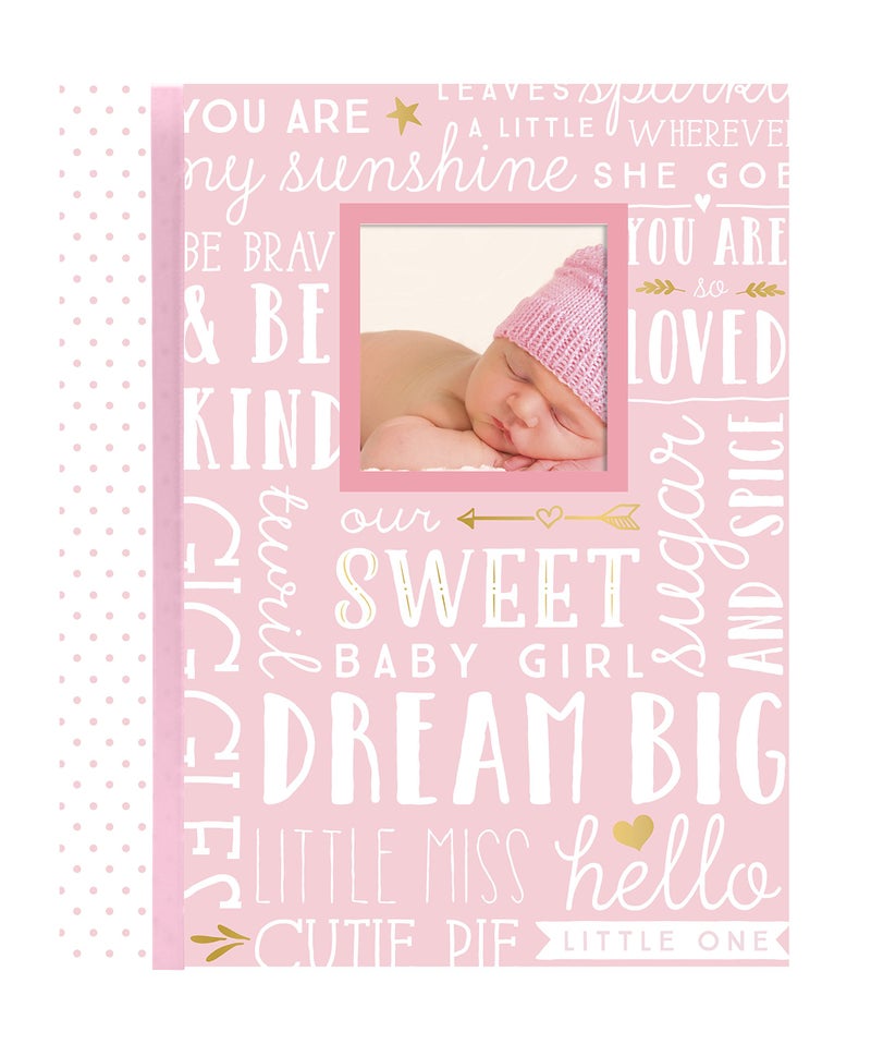 Lilâ€™ Peach Dream Big Baby Memory Book â€“ Guided Fill-In Journal & Photo Album for Babyâ€™s First 5 Years (Pink) â€“ 46 Acid-Free Pages, Baby Girl Gift for New & Expecting Parents