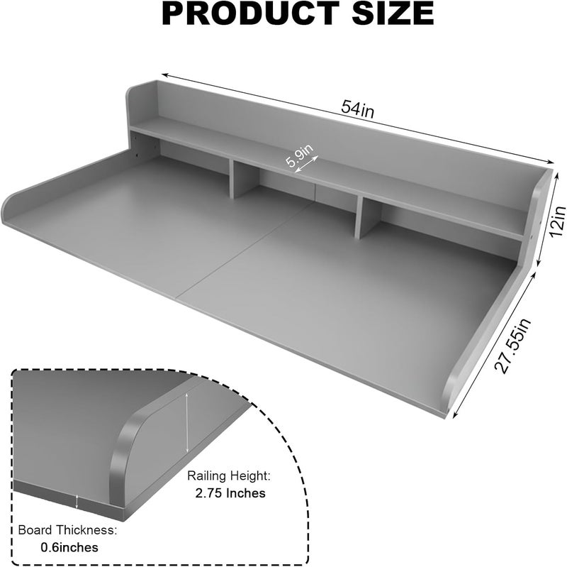 HMAZAE Washer Dryer Countertop with Shelf, 2-Tier Laundry Countertop Over Washer and Dryer, 54" x 27.55" Wooden Table for Folding Clothes for Laundry Room Organization and Storage (Gray) - Image 2