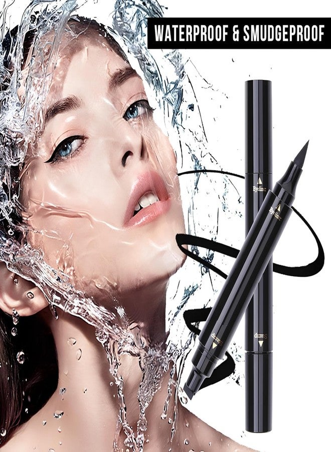 HIMJA Craze 2-N 1 Gel Semi-Matte Eyeliner With Wing Stamp | Waterproof And Smudgeproof Eyeliner With Fine Tip For Precise Application [Black] - Image 4
