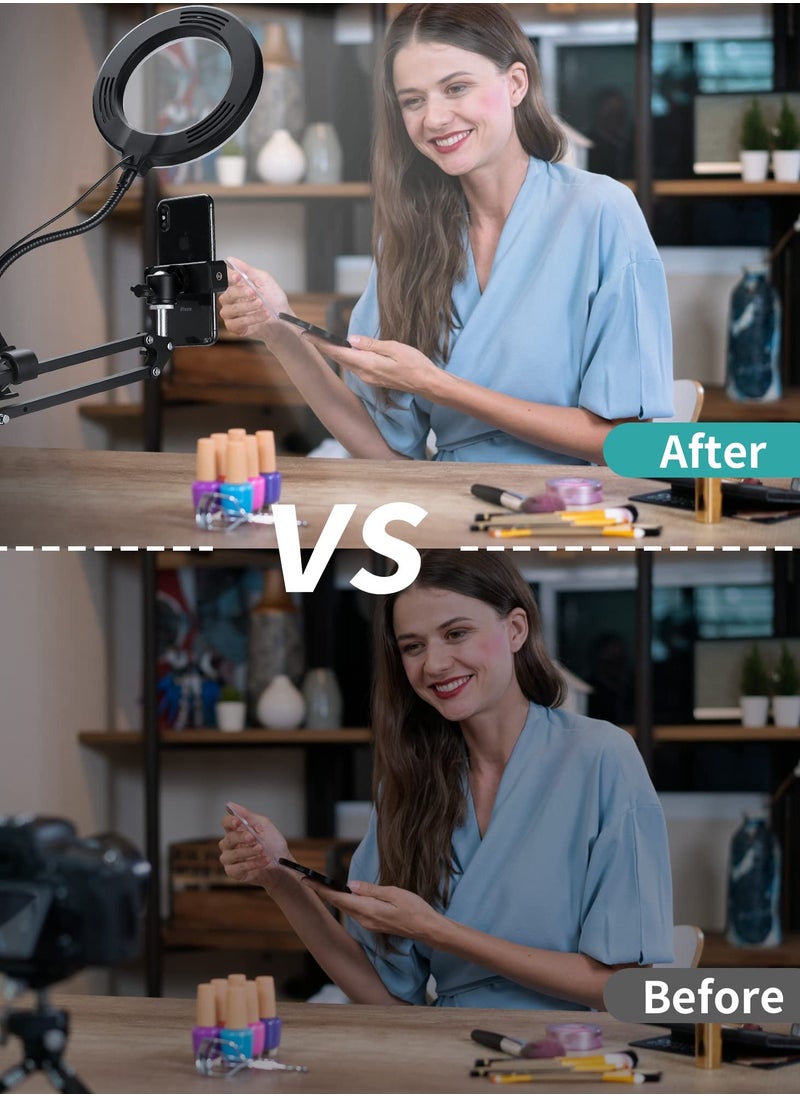 Sunbmebge - Overhead Phone Holder With Ring Light,Overhead Tripod Phone Holder For Video Recording,Flexible Articulating Arm,Overhead Phone Holder,Overhead Camera Stand - Image 1