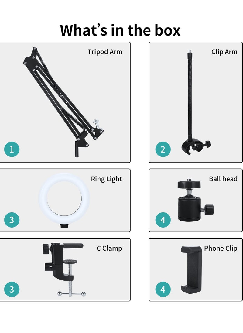 Sunbmebge - Overhead Phone Holder With Ring Light,Overhead Tripod Phone Holder For Video Recording,Flexible Articulating Arm,Overhead Phone Holder,Overhead Camera Stand - Image 1