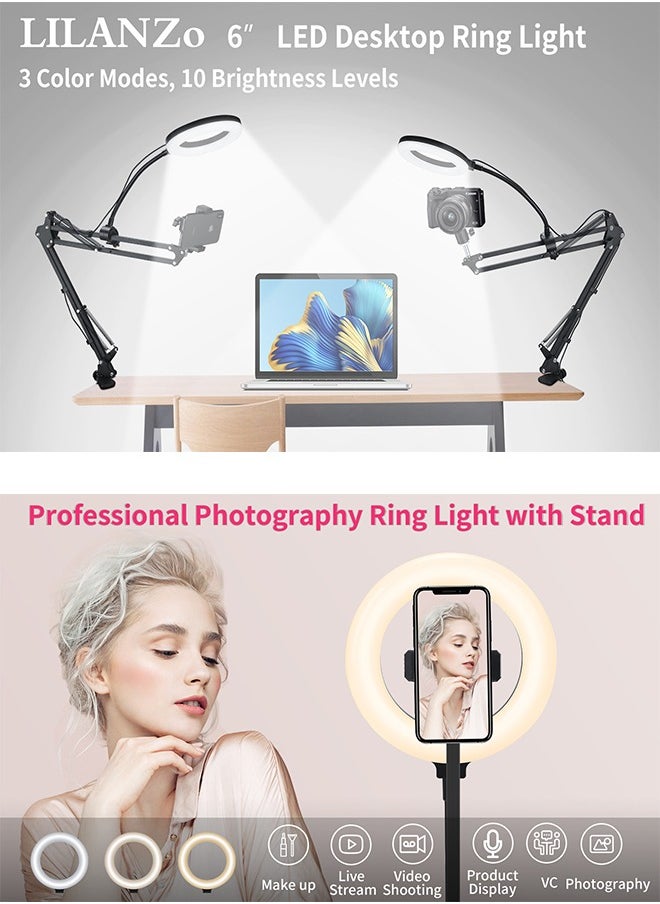 Sunbmebge - Overhead Phone Holder With Ring Light,Overhead Tripod Phone Holder For Video Recording,Flexible Articulating Arm,Overhead Phone Holder,Overhead Camera Stand - Image 1