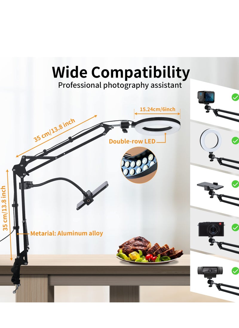 Sunbmebge - Overhead Phone Holder With Ring Light,Overhead Tripod Phone Holder For Video Recording,Flexible Articulating Arm,Overhead Phone Holder,Overhead Camera Stand - Image 1