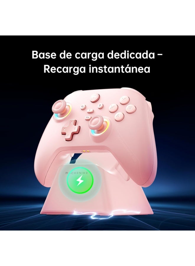 Machenike G3 V2 Controller, 2 Adjustable Hall Joysticks, 2 Programmable Buttons, RGB Colored Lights, Bluetooth Connectivity, for PC/Switch/iOS/Android, 1000 mAh Battery (Pink, PE-Upgrade) - Image 4
