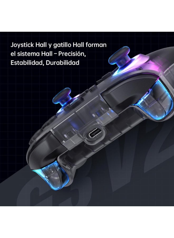 Machenike G3 V2 Controller, 2 Adjustable Hall Joysticks, 2 Programmable Buttons, RGB Colored Lights, Bluetooth Connectivity, for PC/Switch/iOS/Android, 1000 mAh Battery (Pink, PE-Upgrade) - Image 2