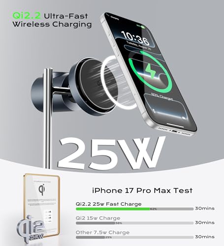 Gumosh Qi2.2 Charging Station for Apple, 25W 3 in 1 Magsafe Charger Stand with Active Cooling Fan, Magnetic Wireless Charger for iPhone 17/16/15/14/13/12, Apple Watch, AirPods (with 45W Adapter) - Image 2