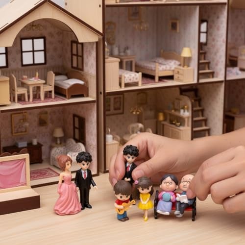 Krisah 7 pcs Different Age Family Couples Resin Miniature Doll House Garden Decorative X Small Multi Color Items - Image 5