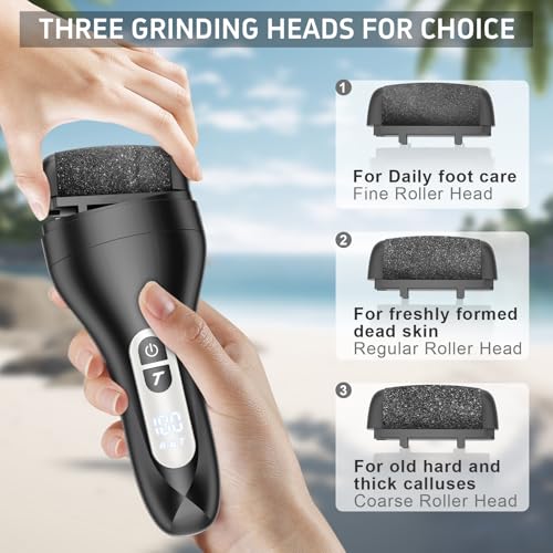 AdamPark Electric Callus Remover for Feet,Rechargeable Electronic Foot File Pedicure Tools,Professional Waterproof Foot Scrubber File,Portable Pedi Feet Care for Cracked Heels &Dead Skin with LCD Display - Image 4
