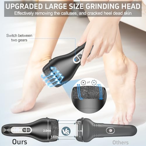AdamPark Electric Callus Remover for Feet,Rechargeable Electronic Foot File Pedicure Tools,Professional Waterproof Foot Scrubber File,Portable Pedi Feet Care for Cracked Heels &Dead Skin with LCD Display - Image 2