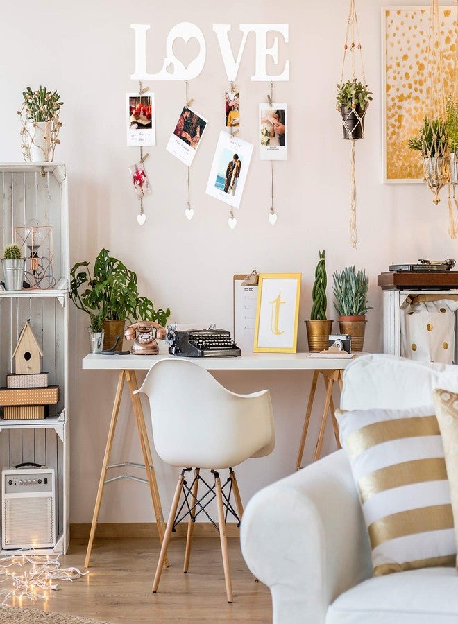 تشوانغ دي إطارات صور عيد الحب من تشوانغدي، ديكور حائط معلق للصور مع مشابك وخيط، تصميم على شكل قلب، منظم ديكور لعرض الصور في المنزل، غرفة النوم، غرفة المعيشة (أبيض) - Image 5