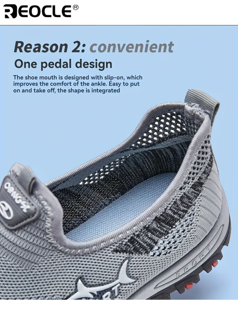 ريوكل حذاء رجالي خفيف الوزن قابل للتنفس حذاء كاجوال منخفض القمة مريح وقابل للتنفس حذاء رياضي مقاوم للانزلاق راحة طوال الموسم للصالة الرياضية المشي والملابس اليومية - Image 3