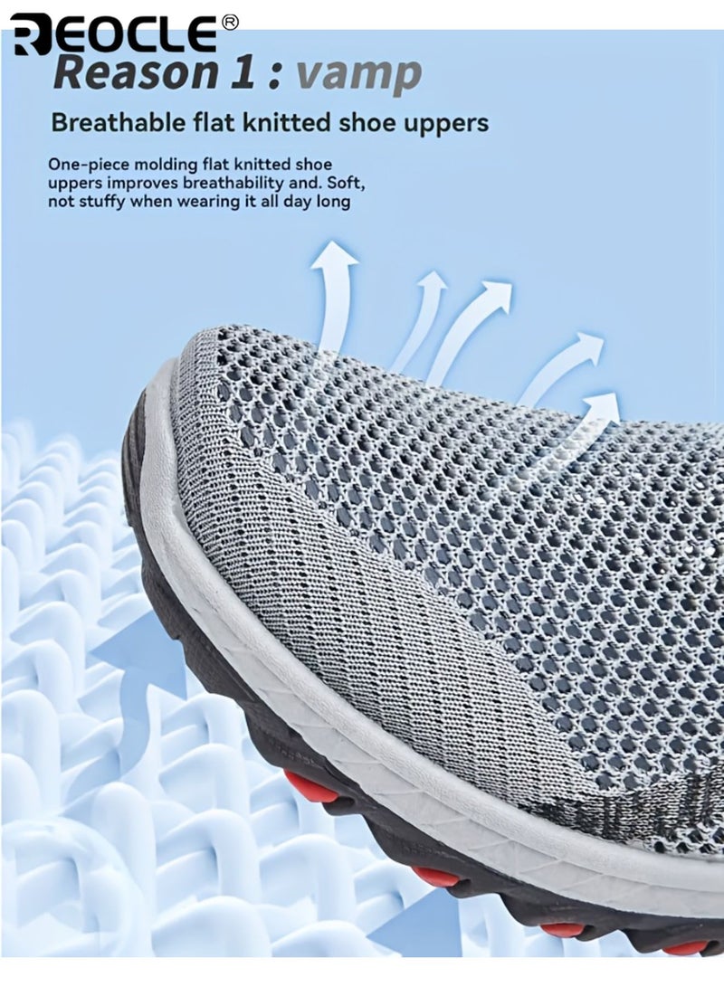 ريوكل حذاء رجالي خفيف الوزن قابل للتنفس حذاء كاجوال منخفض القمة مريح وقابل للتنفس حذاء رياضي مقاوم للانزلاق راحة طوال الموسم للصالة الرياضية المشي والملابس اليومية - Image 4