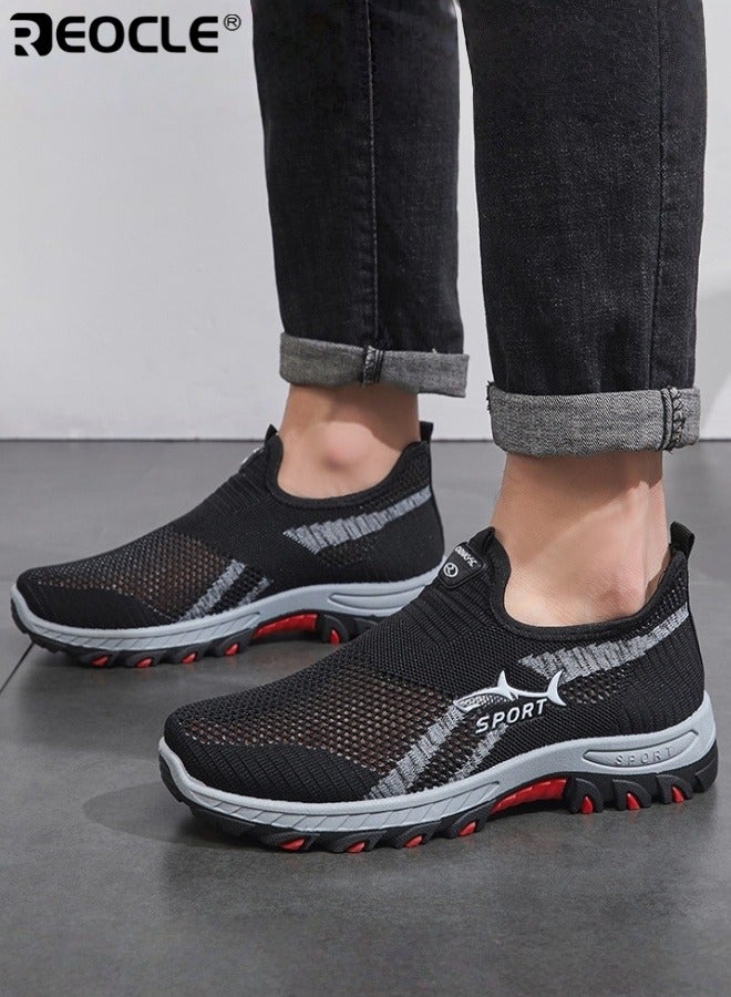 REOCLE Men's Lightweight Breathable Sneakers Low-Top Casual Shoes Comfortable and Breathable Sports Shoes Slip Resistant All-Season Comfort for Gym Walking Casual Attire - Image 2