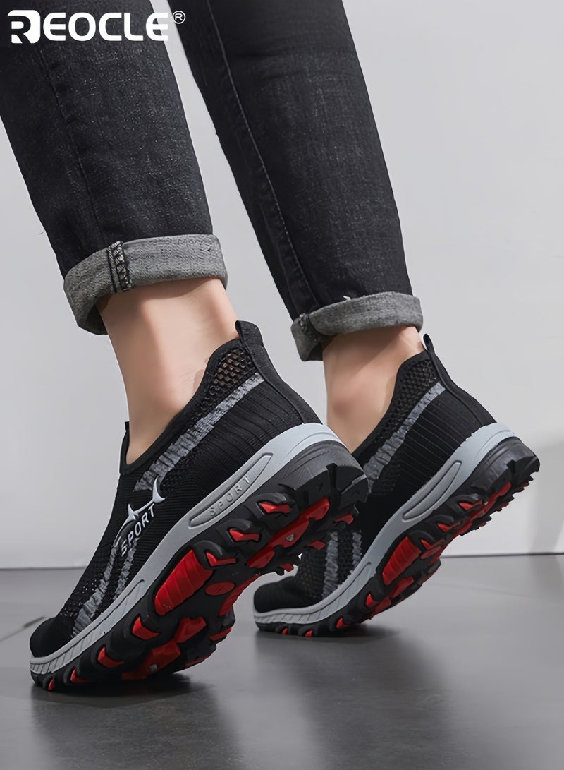 REOCLE Men's Lightweight Breathable Sneakers Low-Top Casual Shoes Comfortable and Breathable Sports Shoes Slip Resistant All-Season Comfort for Gym Walking Casual Attire - Image 4