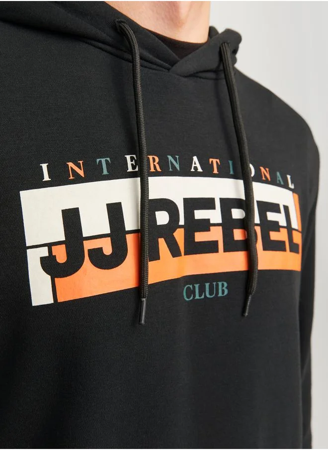 JJ Rebel Logo Box Print Rib Cuffed Hoodie