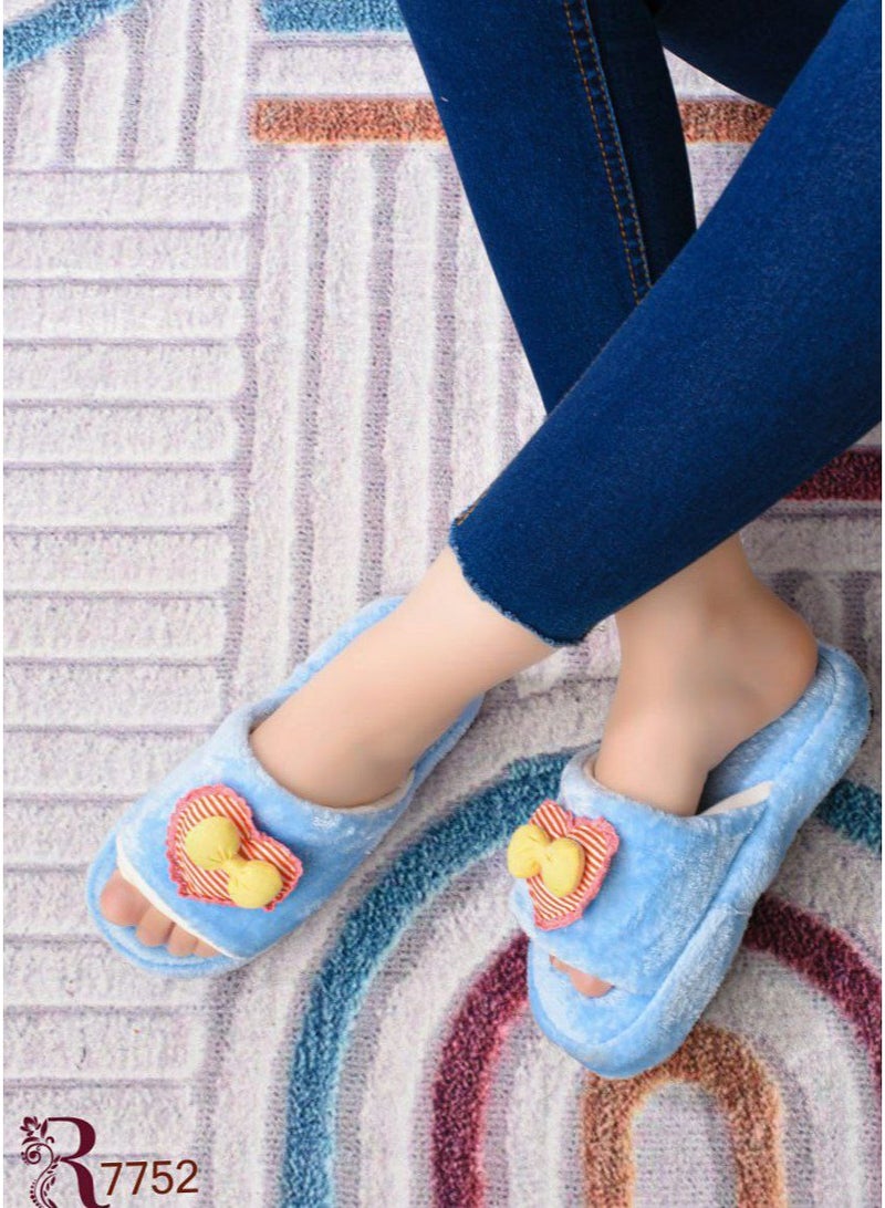 Women's winter home slipper, light blue fur - Image 1