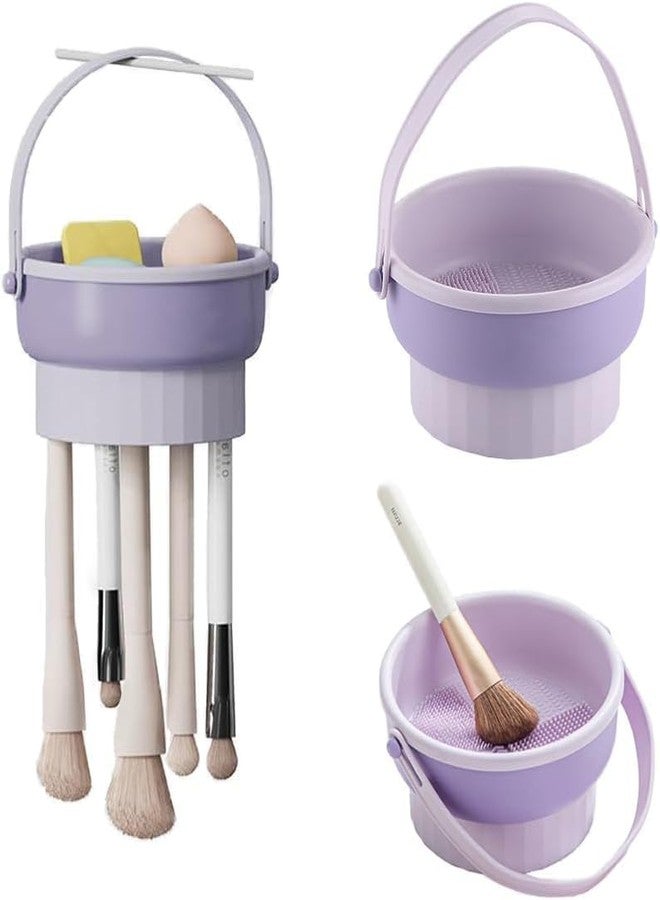 Zyomatiq Makeup Brush Cleaner Mat 3 in 1 Silicone Makeup Brush Cleaner Bowl with Brush Drying Holder Cosmetic Brushes Cleaning Tool Organizer for Storage & Air Dry - Image 1