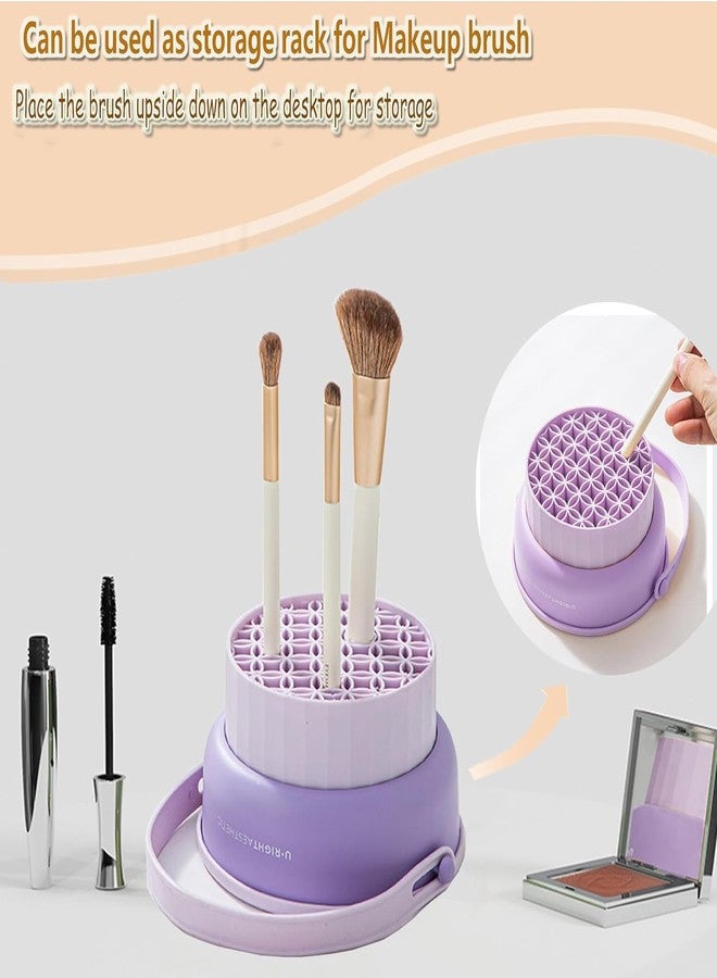 Zyomatiq Makeup Brush Cleaner Mat 3 in 1 Silicone Makeup Brush Cleaner Bowl with Brush Drying Holder Cosmetic Brushes Cleaning Tool Organizer for Storage & Air Dry - Image 3