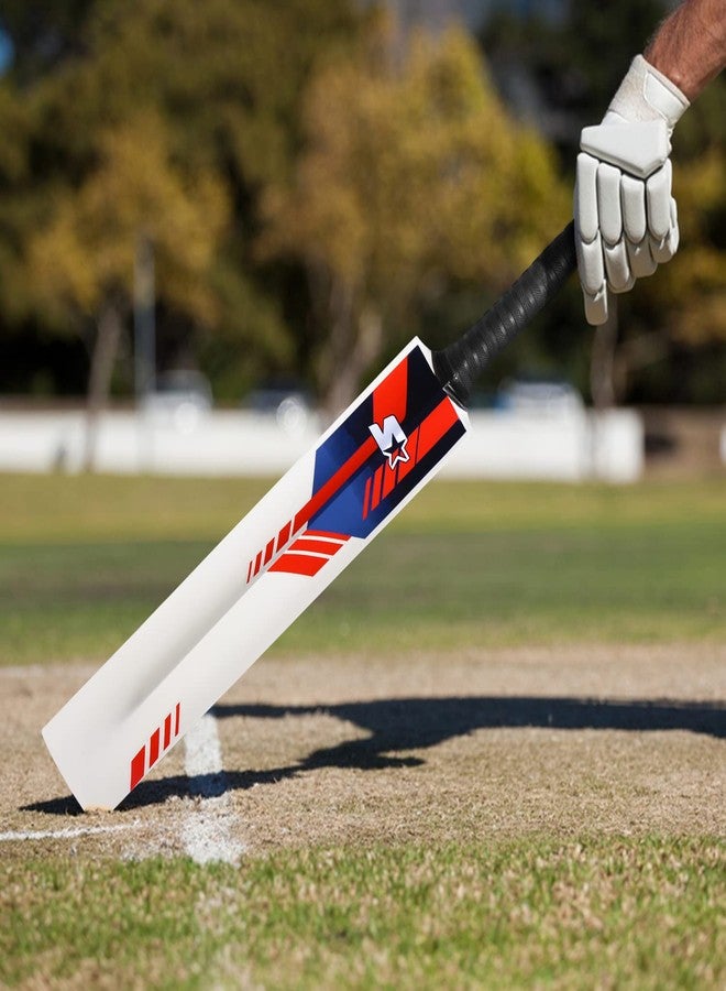 Starter Poplar Willow Cricket Bat with Poplar Wood Handle for Tennis Ball - 13+ Years Kids -Full Size - Red & Blue - Image 5